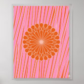 Retro-Orangen-Blumenposter Poster (Vorne)