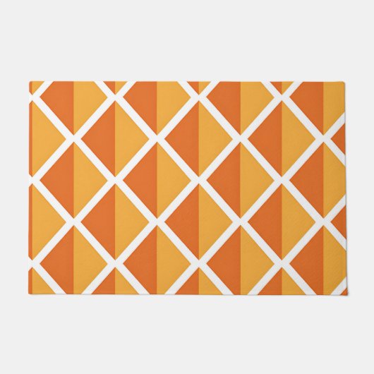 Retro-Orangen-Diamant-Harlekin-Muster Fußmatte (Vorderseite)