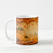 Retro-Orangen-Frucht-Drip-Art individueller Name V Kaffeetasse (Links)