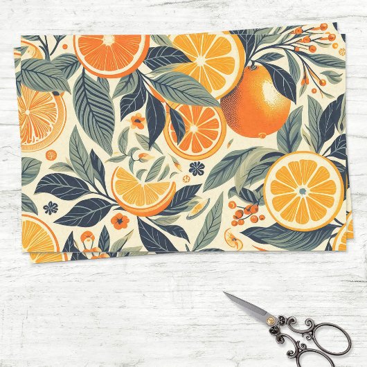 Retro-Orangen Muster Ephemera Decoupage Seidenpapier