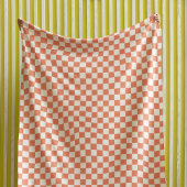 Retro-Orangen-Pastell-Karomuster Fleecedecke