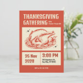 Retro-Orangen- und Cremes-Fest zur Thanksgiving-Er Einladung (Stehend Vorderseite)