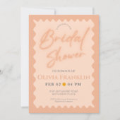 Retro-Orangen-Wavy-Sommer-Brautparty Einladung (Vorderseite)