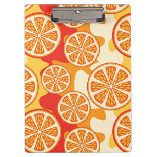 Retro-Orangen-Zitrus-Muster Klemmbrett