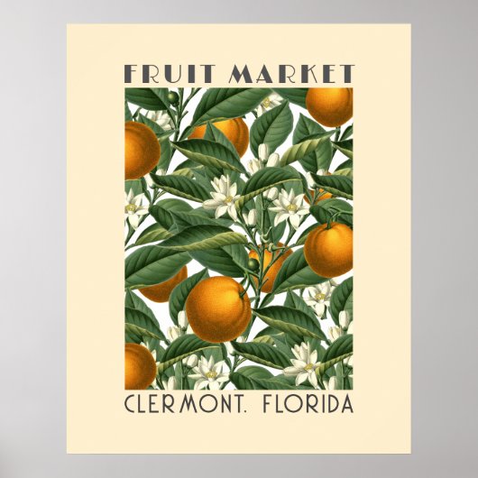 Retro Orangenblüten Obstmarkt Poster (Vorne)