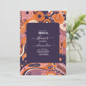 Retro-Orangenrösche Rosa lila Grooval Einladung (Stehend Vorderseite)