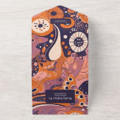 Retro-Orangenrösche Rosa lila Hochzeit All In One Einladung (Außenbereich)