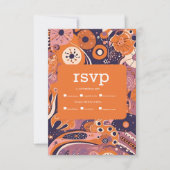Retro-Orangenrösche Rosa lila Hochzeit RSVP Karte (Vorderseite)