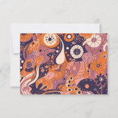 Retro-Orangenrösche Rosa lila Hochzeit RSVP Karte (Rückseite)