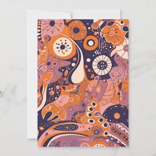 Retro-Orangenrösche Rosa lila Hochzeit Save The Date (Rückseite)