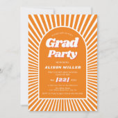 Retro-Orangensonnenschirme 70er Abschluss Einladung (Vorderseite)