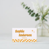 Retro-Orangeschachbrett mit QR-Code Visitenkarte (Stehend Vorderseite)