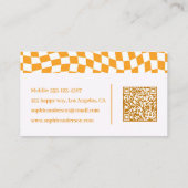 Retro-Orangeschachbrett mit QR-Code Visitenkarte (Rückseite)