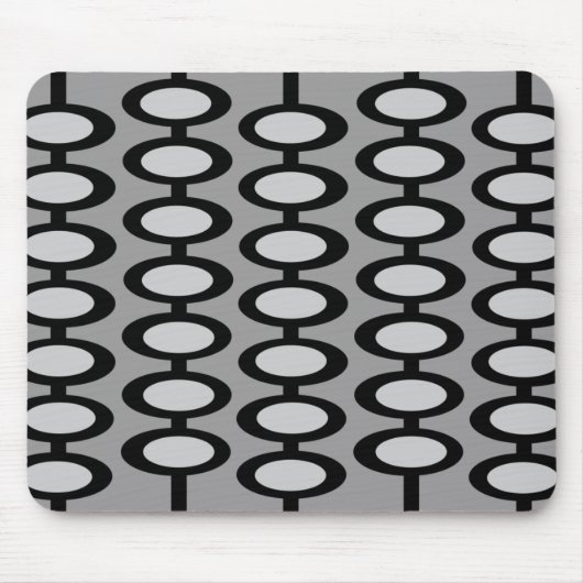 Retro-Orb-Muster - graue und schwarze Mauspad (Vorne)