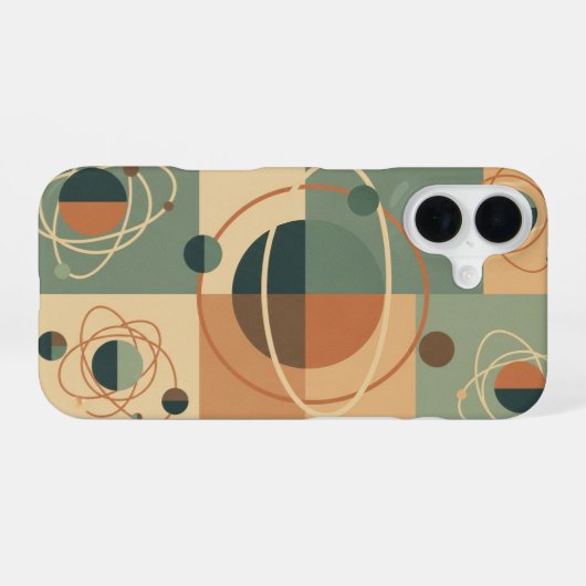 Retro Orbital Circles Pattern iPhone 16 Hülle (Rückseite (Horizontal))
