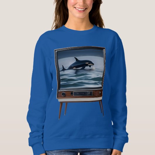 Retro Orca Breaching Analog Television Design, Sweatshirt (Vorderseite)