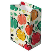 Retro Orchard Harvest Mid-Century Modern Fruit Mittlere Geschenktüte (Rückseite Schrägansicht)