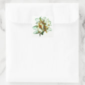 Retro-Orchideen Quadratischer Aufkleber (Tasche)