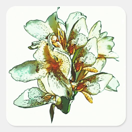 Retro-Orchideen Quadratischer Aufkleber (Vorderseite)