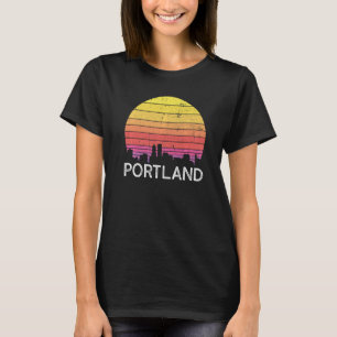 Retro Oregon Portland Skyline Vintag Urban Buildi T-Shirt