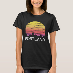 Retro Oregon Portland Skyline Vintag Urban Buildi T-Shirt