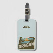 Retro Oregon Silhouette Monogramm Gepäckanhänger (Vorderseite Vertikal)