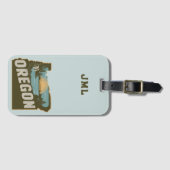 Retro Oregon Silhouette Monogramm Gepäckanhänger (Vorderseite (Horizontal))