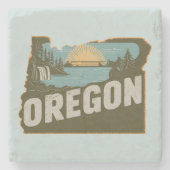 Retro Oregon Silhouette Steinuntersetzer (Vorderseite)