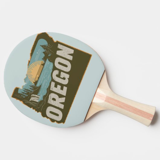 Retro Oregon Silhouette Tischtennis Schläger (Seitenansicht)