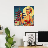 Retro Oriental Beer Girl Poster (Heimbüro)