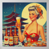 Retro Oriental Beer Girl Poster (Vorne)