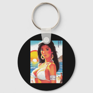 Retro-Orientalisches-Mädchen-Aufkleber Schlüsselanhänger