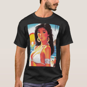 Retro-Orientalisches-Mädchen-Aufkleber  T-Shirt