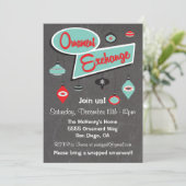 Retro Ornament Exchange - Einladung zu Weihnachten (Stehend Vorderseite)