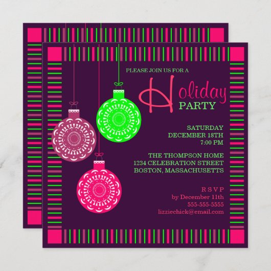 Retro-Ornament-Feierlichkeit Einladung (Vorne/Hinten)