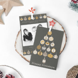 Retro Ornament Foto Weihnachtsbaum Weihnachtskarte Einladung