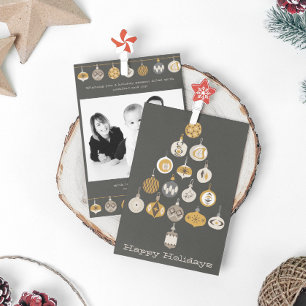 Retro Ornament Foto Weihnachtsbaum Weihnachtskarte Einladung