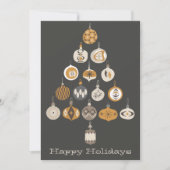 Retro Ornament Foto Weihnachtsbaum Weihnachtskarte Einladung (Vorderseite)