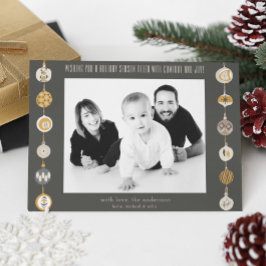 Retro Ornament Foto Weihnachtskarte Einladung