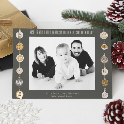 Retro Ornament Foto Weihnachtskarte Einladung