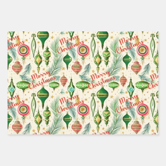 Retro Ornament Geschenkpapier Set (Vorderseite 2)