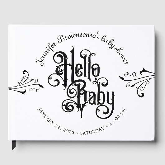 Retro-Ornament Horror Gothic Hallo Baby-Party Gästebuch (Vorderseite)