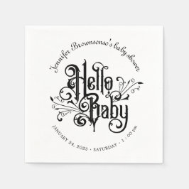 Retro Ornament Horror Gothic Hello Baby Serviette