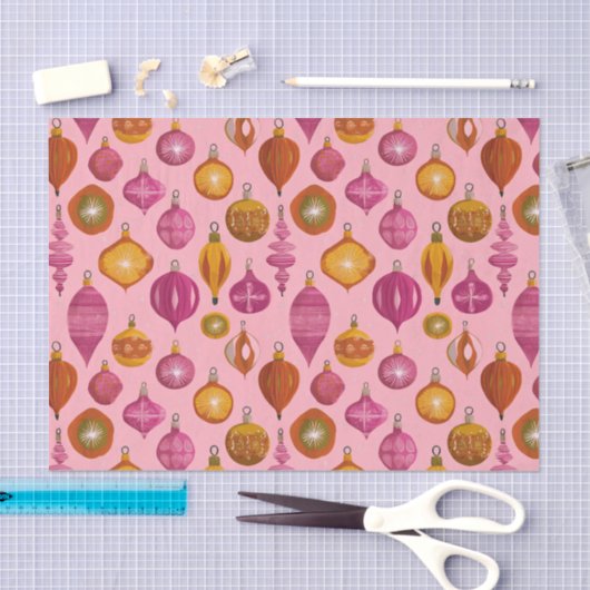 Retro-Ornamente an rosa Weihnachten Seidenpapier (Handwerk)