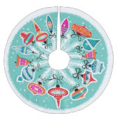 Retro Ornamente Aqua Hintergrund Polyester Weihnachtsbaumdecke (Vorderseite)