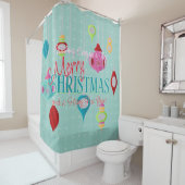Retro Ornamente Aquamarin Weihnachten Duschvorhang (Beispiel)