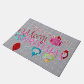 Retro Ornamente Grau Weihnachten Weihnachten Fußmatte (Schrägansicht)