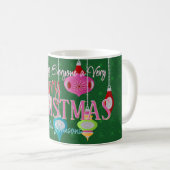 Retro Ornamente Grüne Weihnachten Kaffeetasse (VorderseiteRechts)