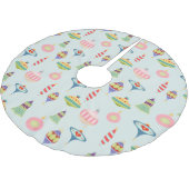 Retro-Ornamente | Moderne Mitte des Jahrhunderts Polyester Weihnachtsbaumdecke (Schrägansicht)