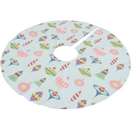 Retro-Ornamente | Moderne Mitte des Jahrhunderts Polyester Weihnachtsbaumdecke (Schrägansicht)